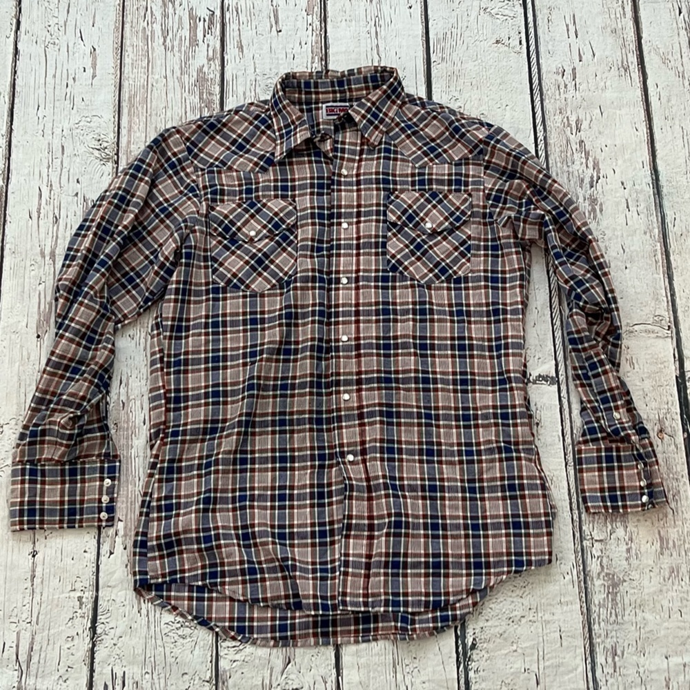 Vintage Rancher Big Mac Plaid Western Button Down Pearl Snap Long Sleeve Shirt